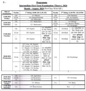 12Th Monthly Exam August 2024 Routine