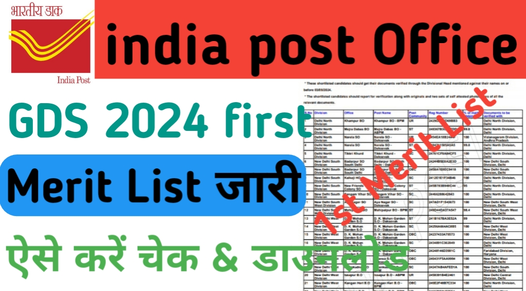 Post Office Gds 1st Merit List 2024