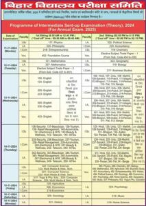 BSEB 12th Sent Up Exam 2025 Routine